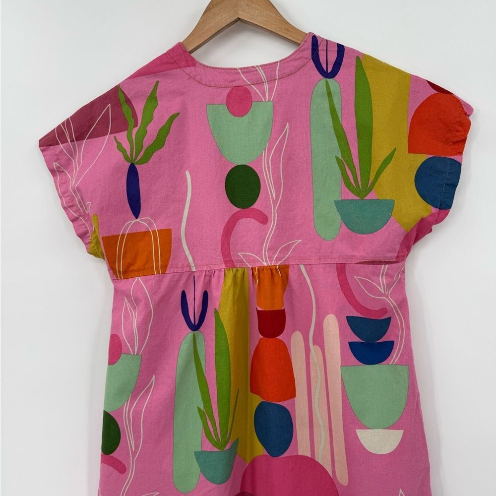 Uncle Frank by Ivy Jane 100% Cotton Modern Mexicana Dress in Pink Multi | XS - Picture 4 of 8
